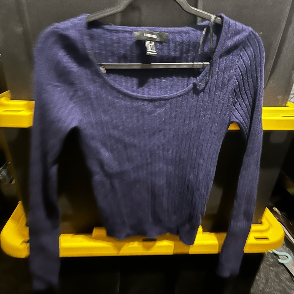 Forever 21 Navy Ribbed Long Sleeve Top